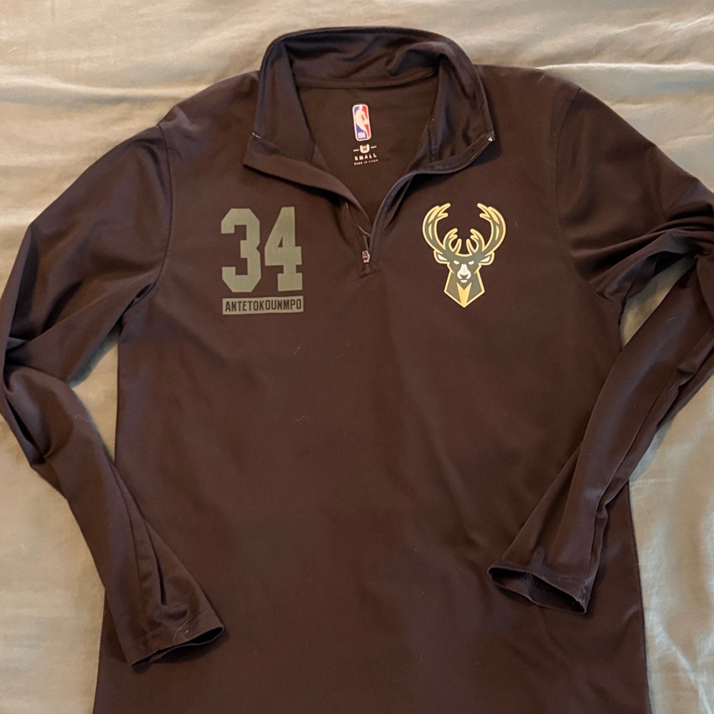 NBA Black Pullover with Green and Gold Bucks Logos